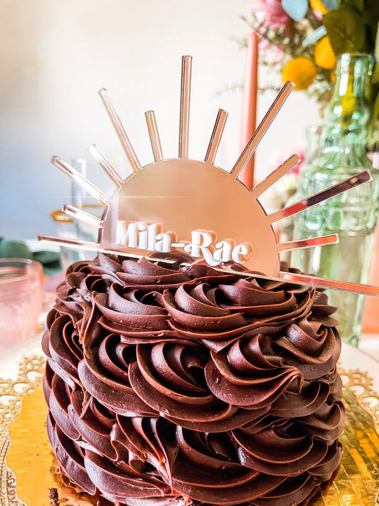 Custom name cake topper | featured on cake | Rose gold cake topper with White lettering name