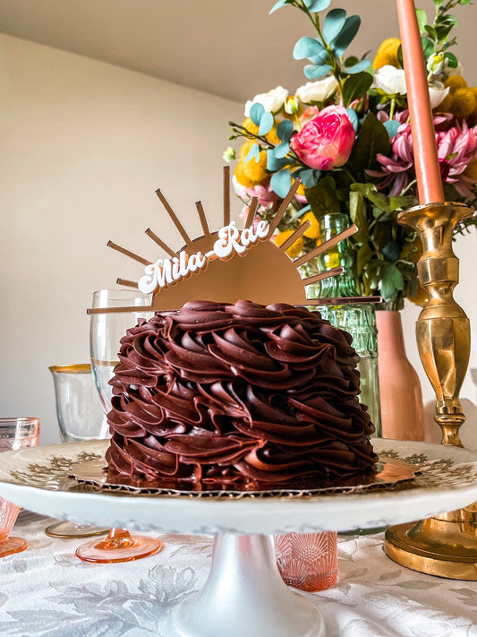 Custom Name Cake Topper | Rose Gold White Name